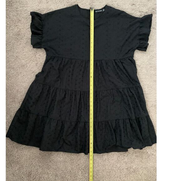 PrettyLittleThing Women Dress US12 Black Broderie Anglaise Smock CLV3671/30/68 - Picture 8 of 8